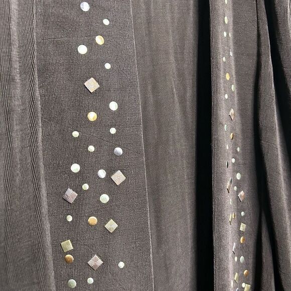 Chico’s Travelers Slinky Knit Brown Studded Open Front Cardigan Jacket 1 (M) - Picture 4 of 7